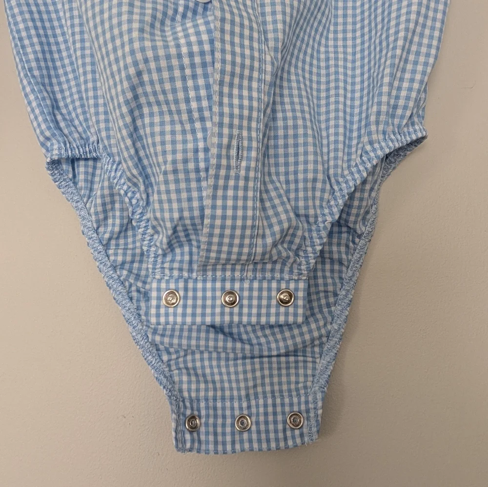 Izod Blue Gingham Baby Bodysuit Collared Shirt Toddler 18 Months